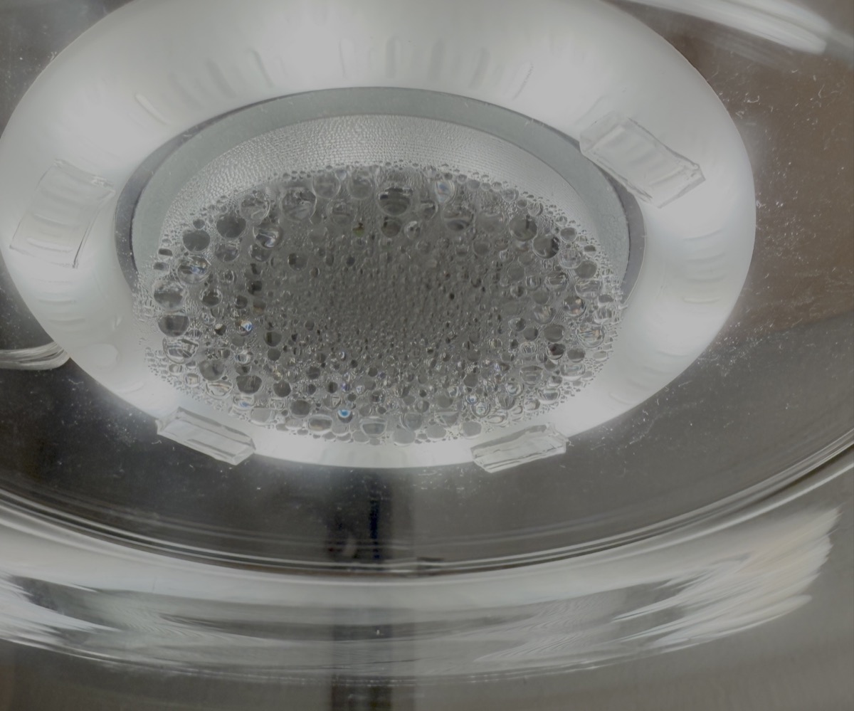 Condensed water at cooled spot