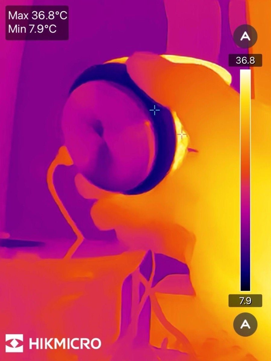 Thermal image showing cooling to 7 degrees